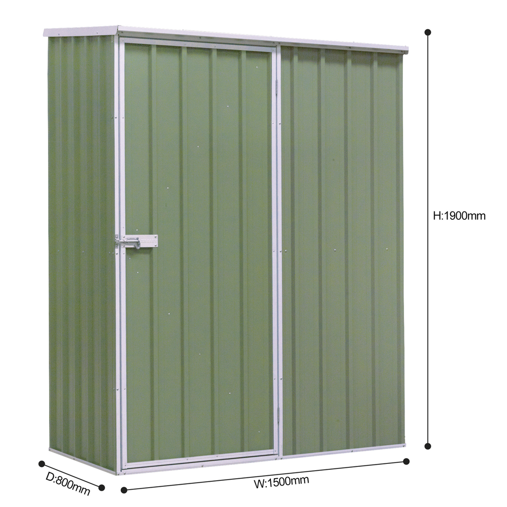 Dellonda Galvanized Steel Storage Shed, 5ft x 2.5ft, Pent Style Roof, Green (DG113) (Factory Refurbished B)