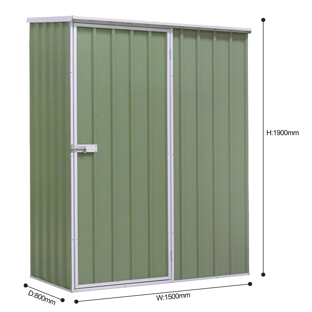 Dellonda Galvanized Steel Storage Shed, 5ft x 2.5ft, Pent Style Roof, Green (DG113) (Factory Refurbished A)
