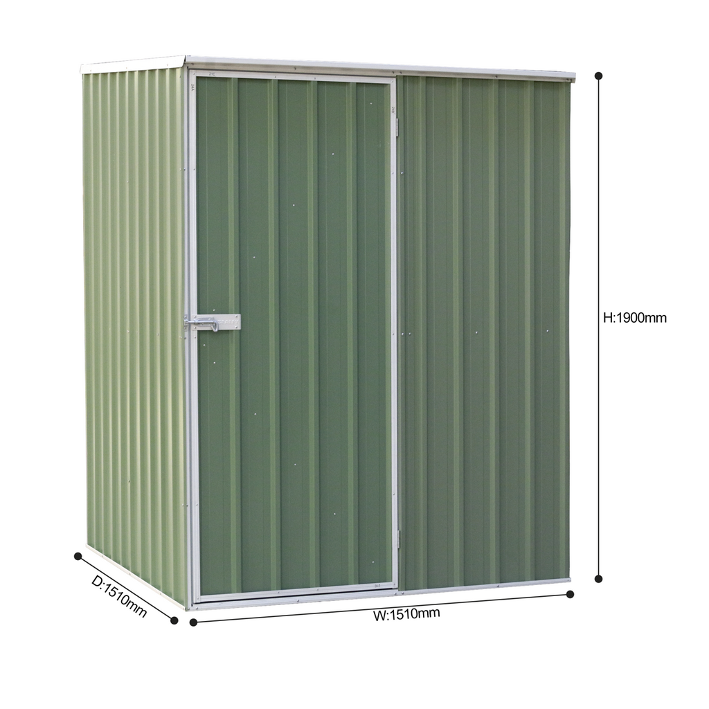 Dellonda Galvanized Steel Storage Shed with Pent Style Roof 151 x 151 x 200cm - Green