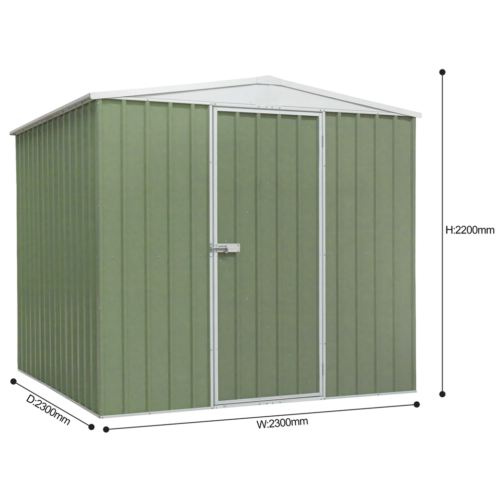Dellonda Galvanized Steel Storage Shed with Apex Style Roof 230 x 230 x 220cm - Green