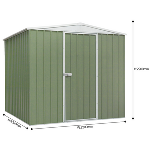 Dellonda Galvanized Steel Storage Shed with Apex Style Roof 230 x 230 x 220cm - Green