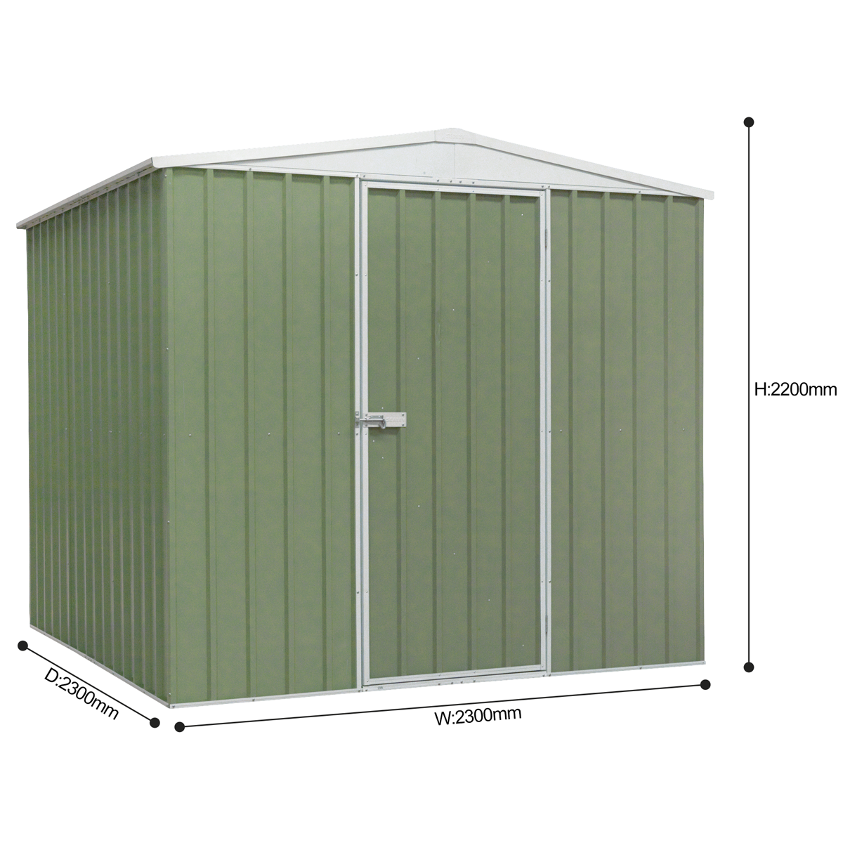 Dellonda Galvanized Steel Storage Shed with Apex Style Roof 230 x 230 x 220cm - Green