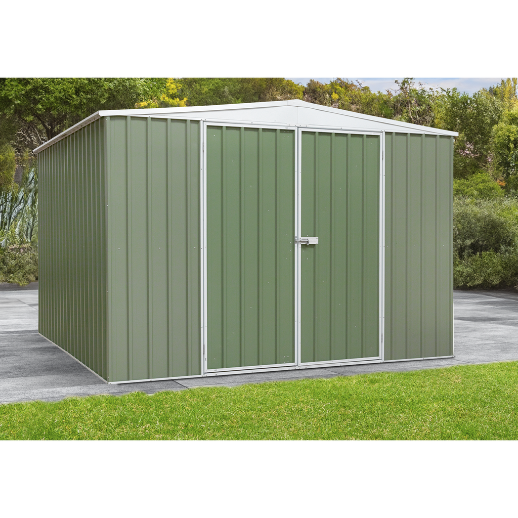 Dellonda Galvanized Steel Storage Shed with Apex Style Roof 300 x 300 x 220cm - Green