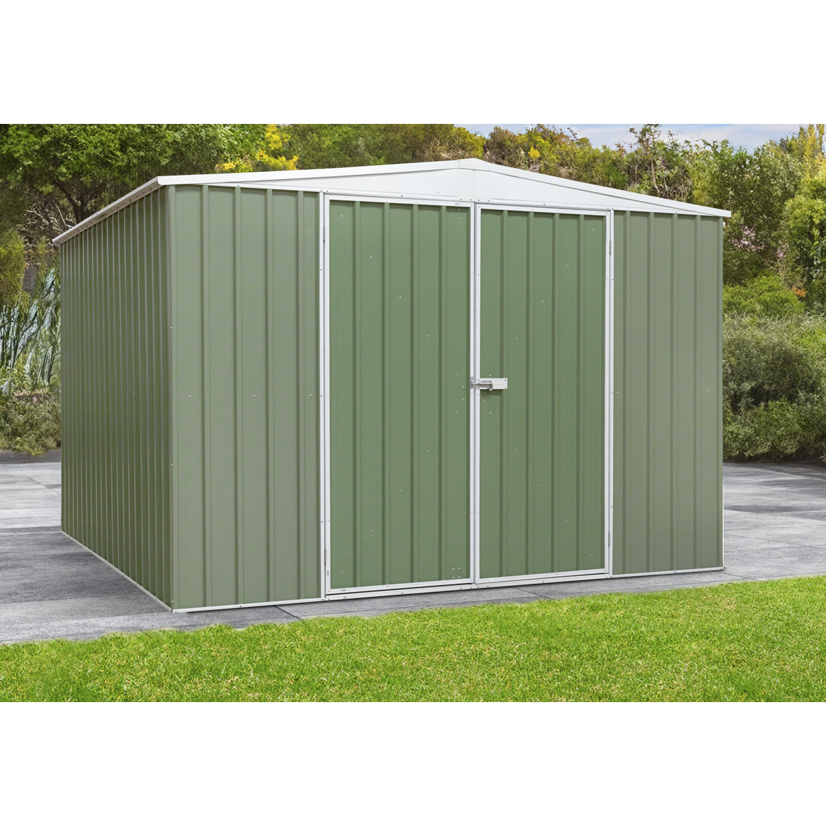 Dellonda Galvanized Steel Storage Shed with Apex Style Roof 300 x 300 x 220cm - Green