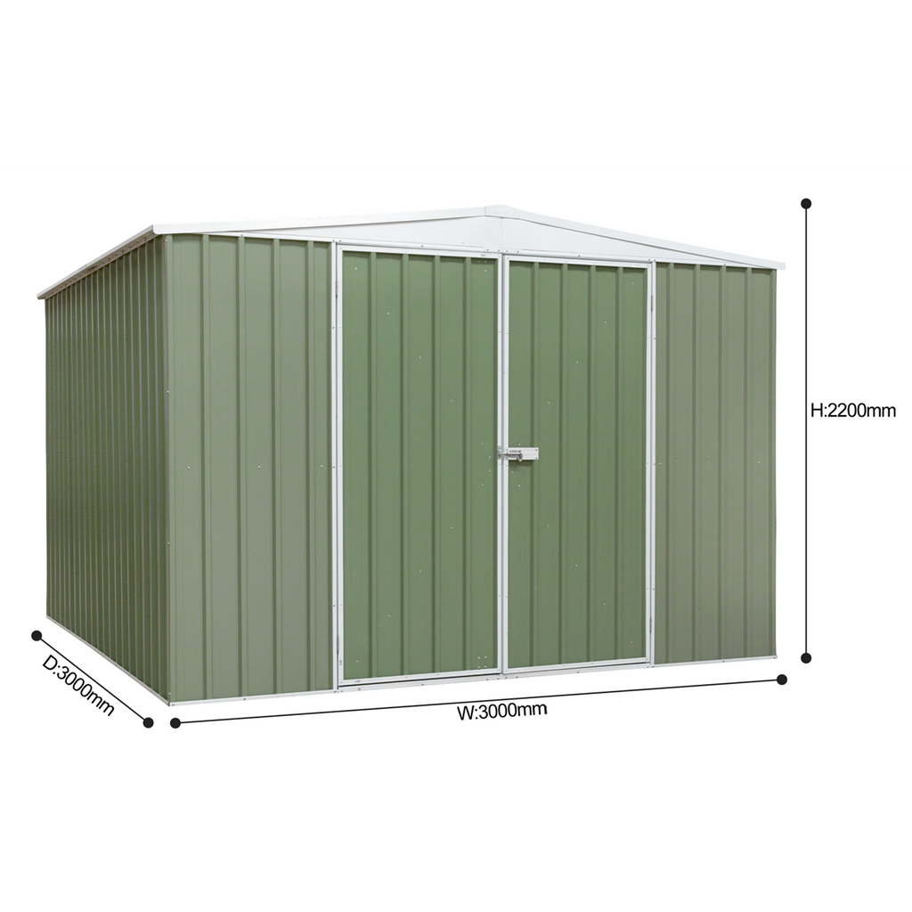 Dellonda Galvanized Steel Storage Shed with Apex Style Roof 300 x 300 x 220cm - Green