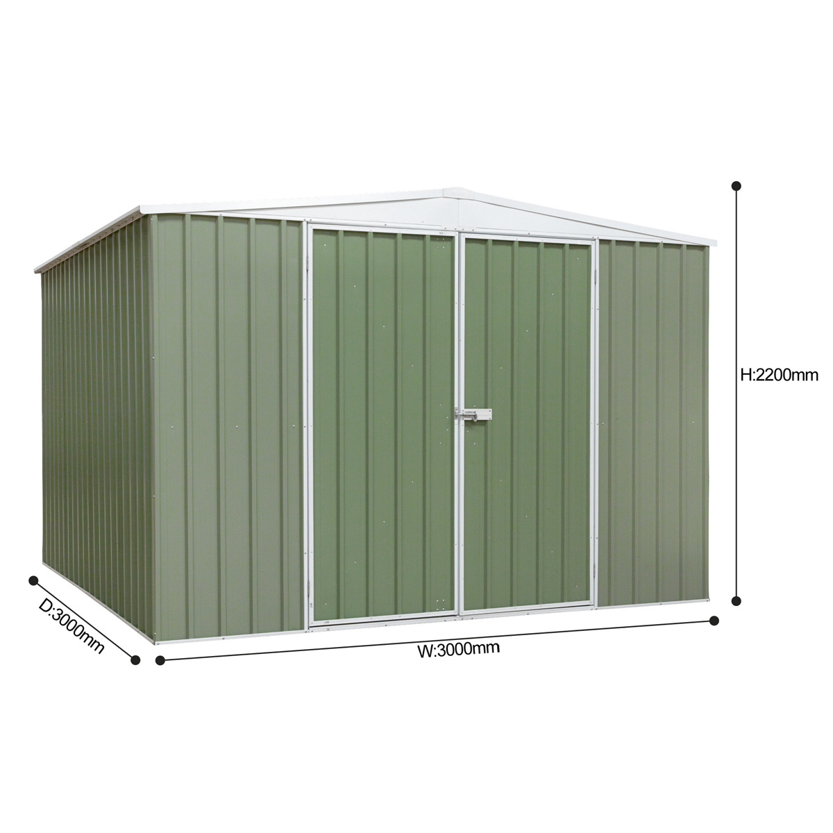 Dellonda Galvanized Steel Storage Shed with Apex Style Roof 300 x 300 x 220cm - Green