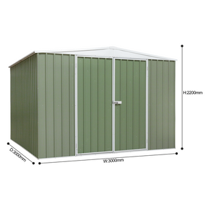 Dellonda Galvanized Steel Storage Shed with Apex Style Roof 300 x 300 x 220cm - Green