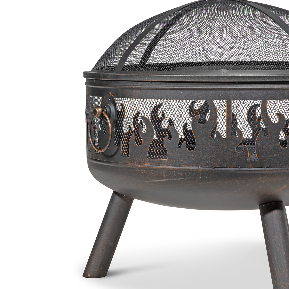 Dellonda Deluxe Outdoor Fire Pit with Grill & Cover 24", Antique Bronze (DG242)
