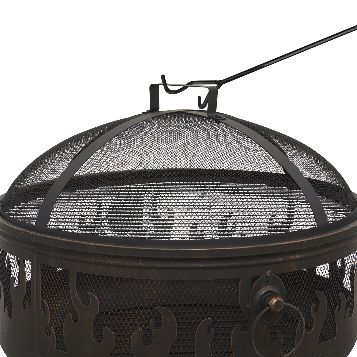 Dellonda Deluxe Outdoor Fire Pit with Grill & Cover 24", Antique Bronze (DG242)