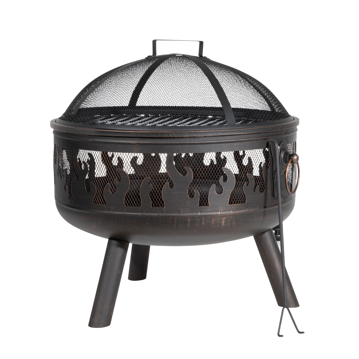 Dellonda Deluxe Outdoor Fire Pit with Grill & Cover 24", Antique Bronze (DG242)