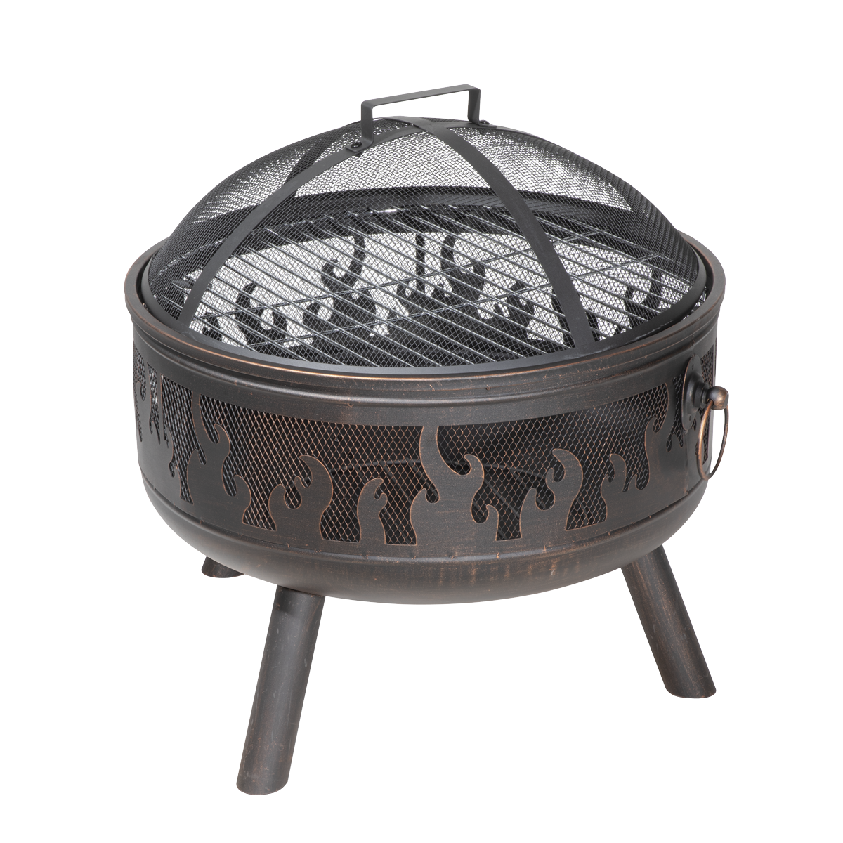 Dellonda Deluxe Outdoor Fire Pit with Grill & Cover 24", Antique Bronze (DG242)