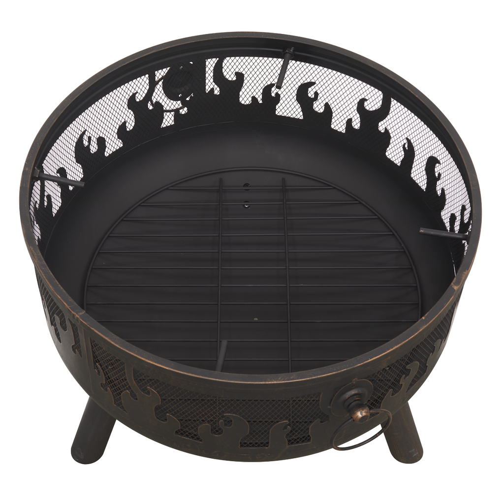 Dellonda Deluxe Outdoor Fire Pit with Grill & Cover 24", Antique Bronze (DG242)