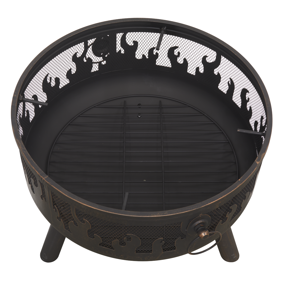 Dellonda Deluxe Outdoor Fire Pit with Grill & Cover 24", Antique Bronze (DG242)
