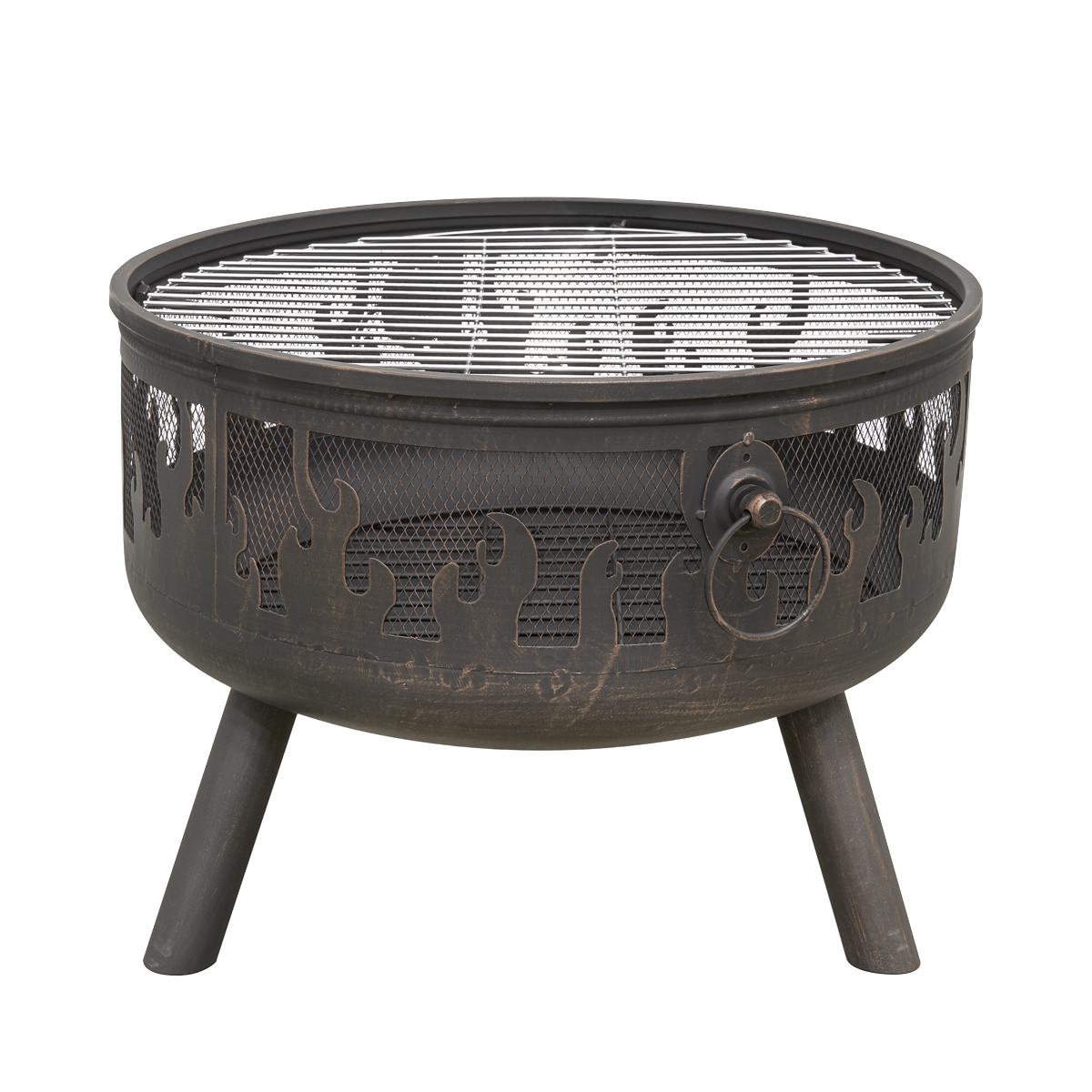 Dellonda Deluxe Outdoor Fire Pit with Grill & Cover 24", Antique Bronze (DG242)