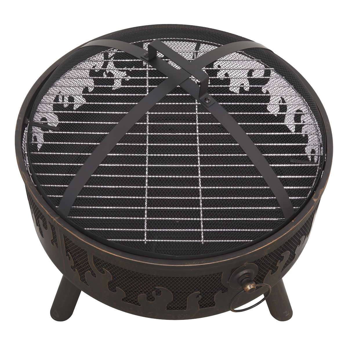 Dellonda Deluxe Outdoor Fire Pit with Grill & Cover 24", Antique Bronze (DG242)