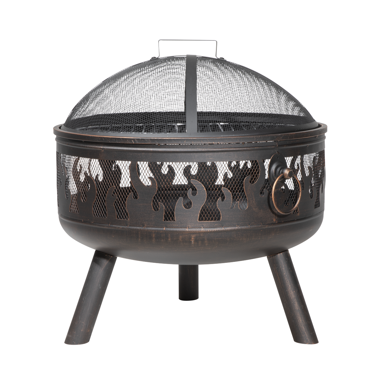 Dellonda Deluxe Outdoor Fire Pit with Cooking Grill 24", Antique Bronze (DG117) (Factory Refurbished A)