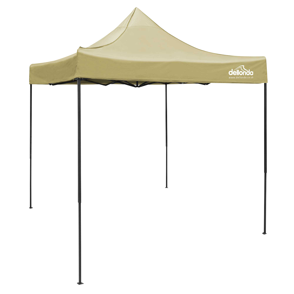 Dellonda Premium 2x2m Pop-Up Gazebo, Heavy Duty, PVC Coated, Water-Resistant Fabric, Supplied with Carry Bag, Rope, Stakes & Weight Bags - Beige Canopy