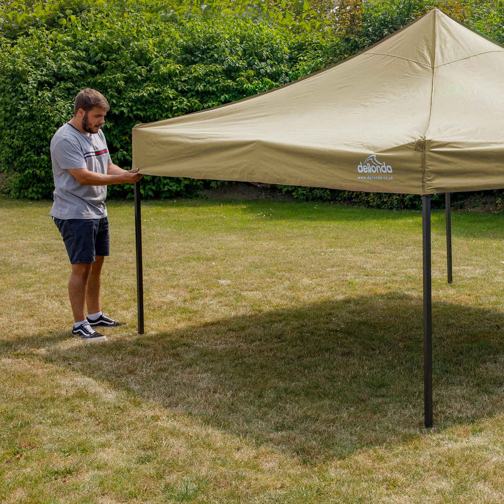 Dellonda Premium Pop-Up Gazebo, Water Resistant, 3x3m, Beige (DG130)