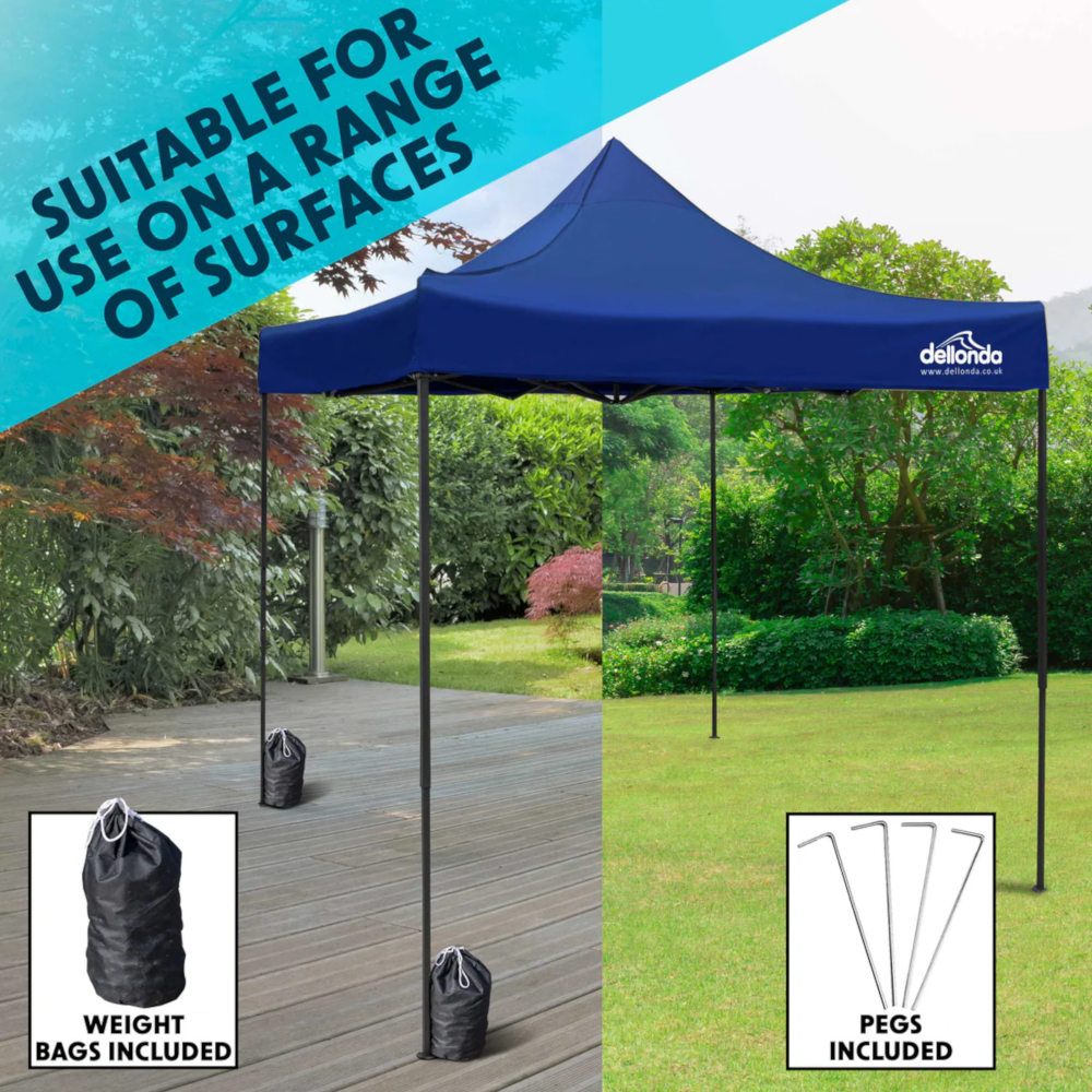Dellonda DG127 DG131 DG135 DG139 DG173 Premium Pop Up Gazebo, Outdoor Garden Water Resistant Cover, Blue