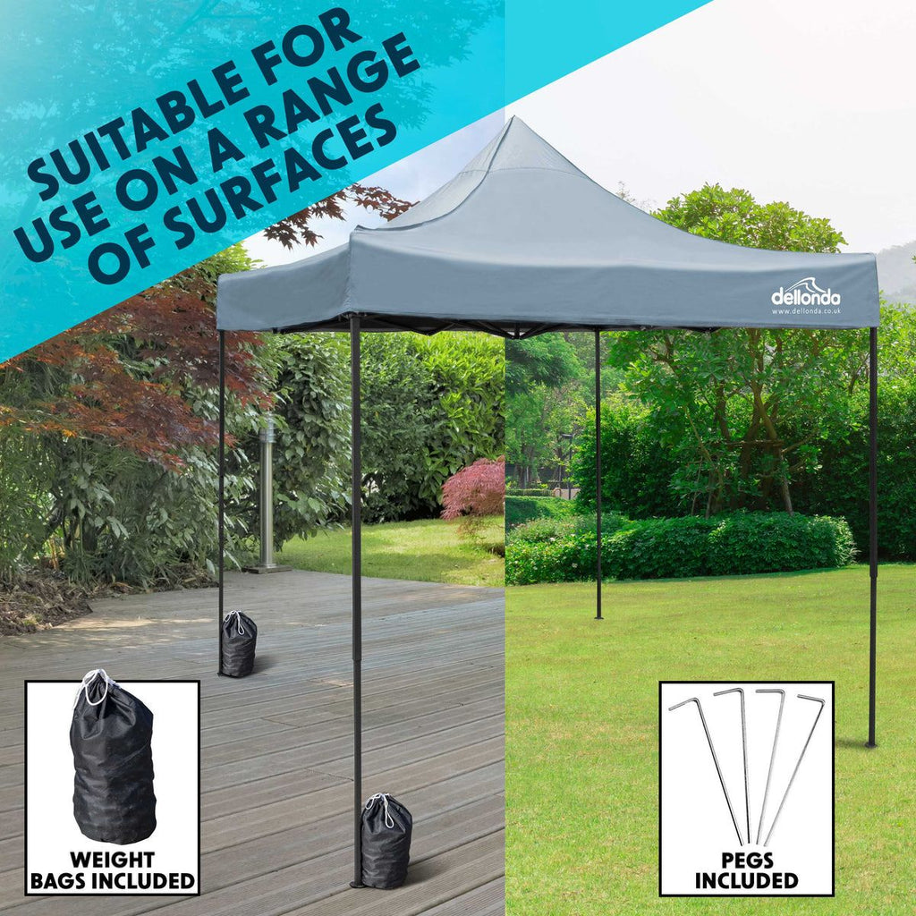 Dellonda Premium Pop-Up Gazebo, Water Resistant, 2x2m, Grey (DG129)