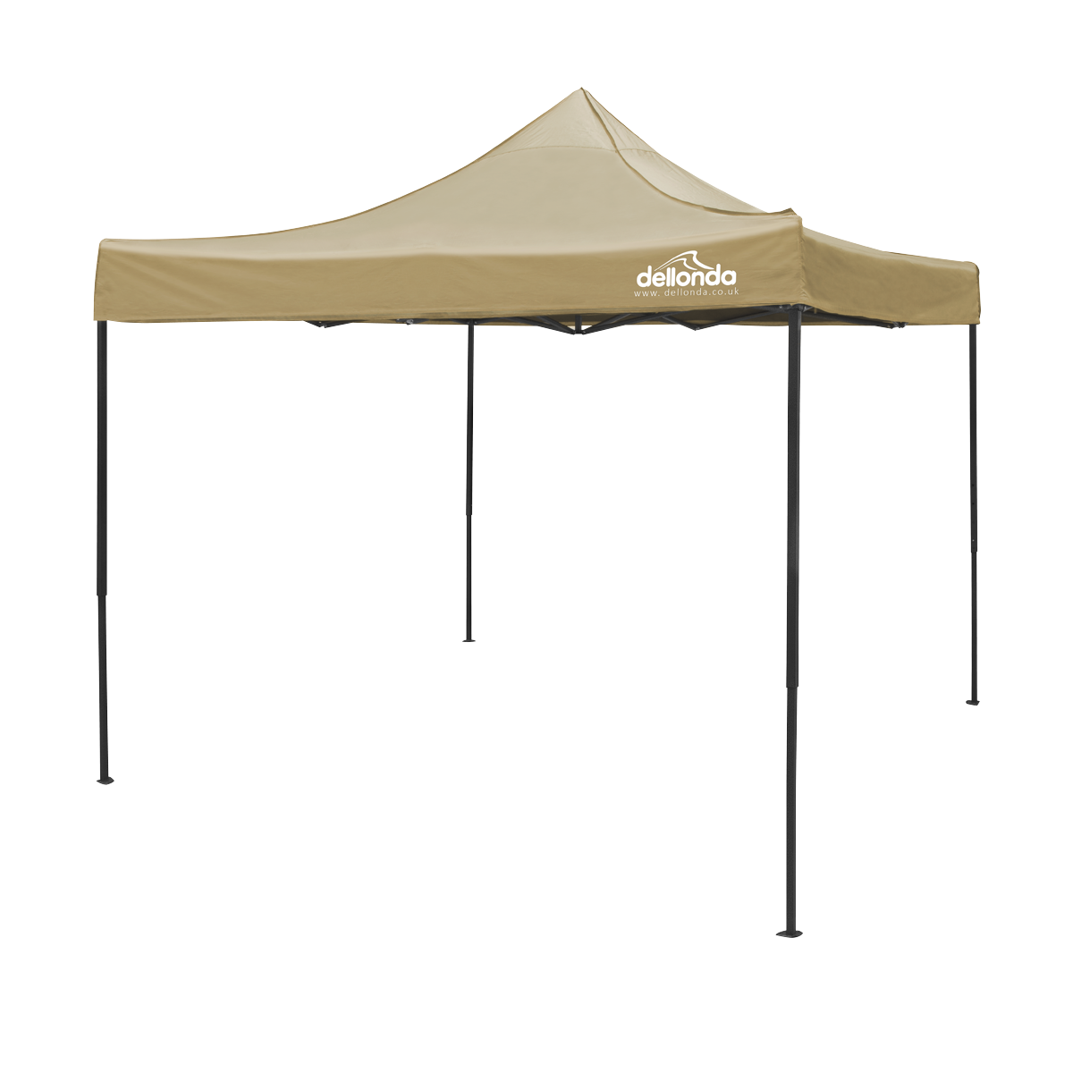 Dellonda Premium 3 x 3m Pop-Up Gazebo, PVC Coated, Water-Resistant Fabric, Supplied with Carry Bag, Rope, Stakes & Weight Bags - Beige Canopy