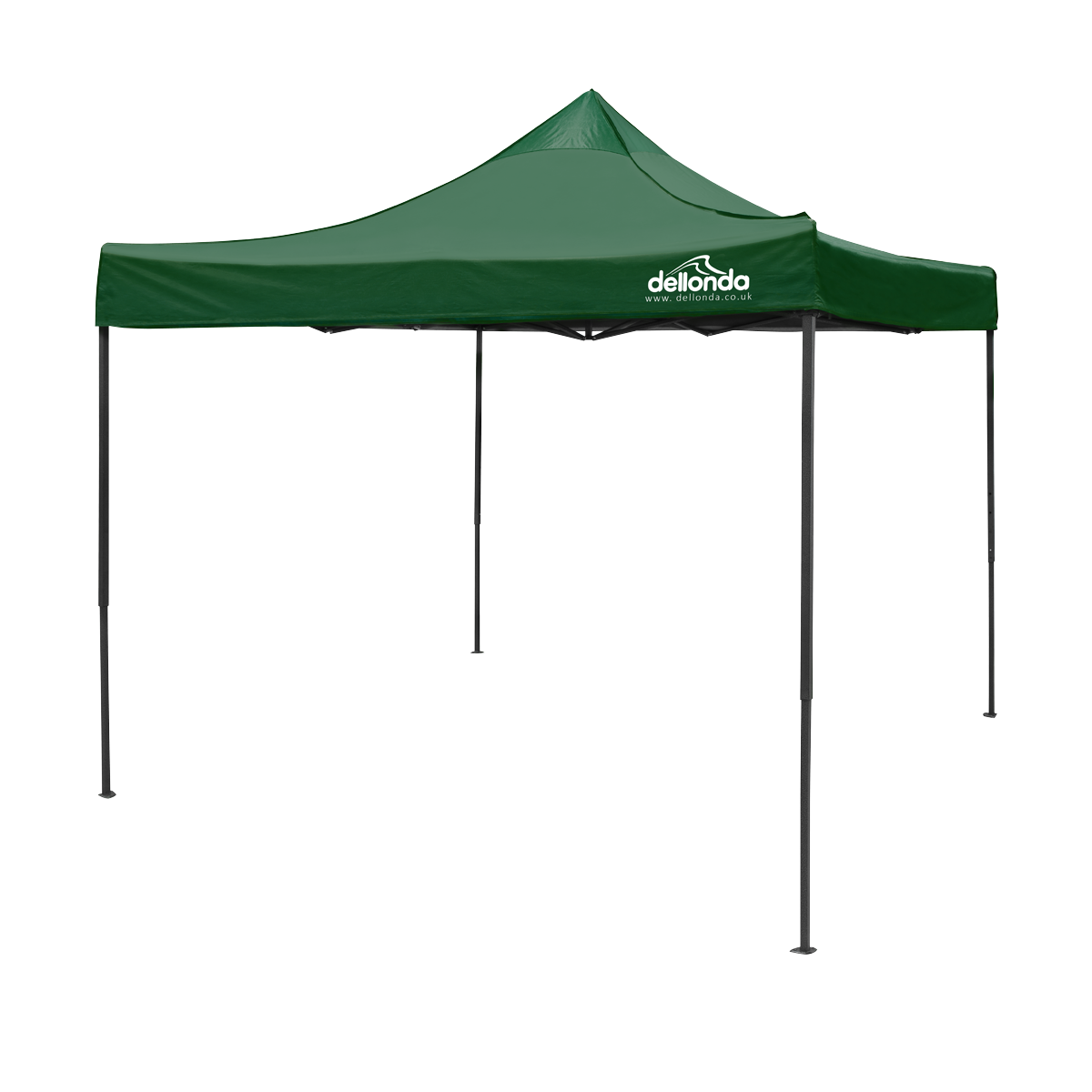 Dellonda Premium 3 x 3m Pop-Up Gazebo, PVC Coated, Water-Resistant Fabric, Supplied with Carry Bag, Rope, Stakes & Weight Bags - Dark Green Canopy