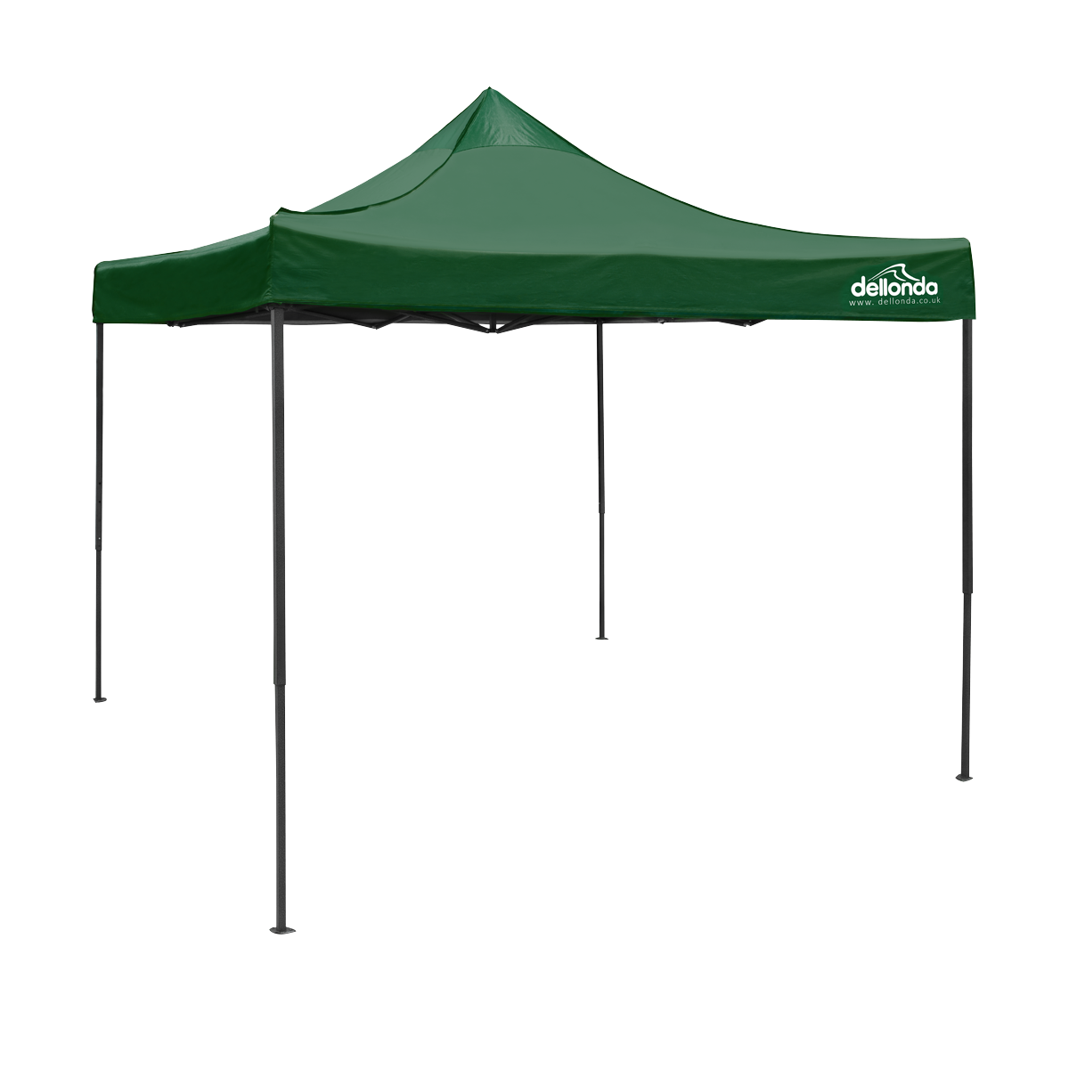 Dellonda Premium 3 x 3m Pop-Up Gazebo, PVC Coated, Water-Resistant Fabric, Supplied with Carry Bag, Rope, Stakes & Weight Bags - Dark Green Canopy