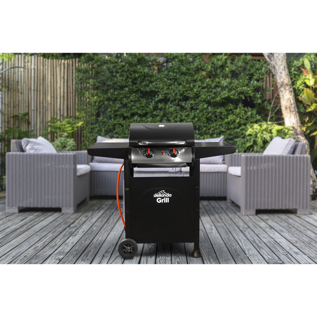 Dellonda 2 Burner Gas BBQ Grill with Piezo Ignition & Cover, Black (DG227)