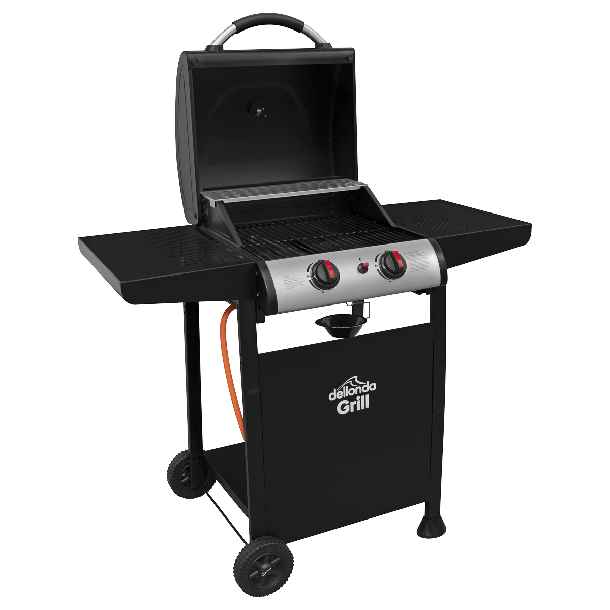Dellonda 2 Burner Gas BBQ Grill, Piezo Ignition & Thermometer, Black (DG13)