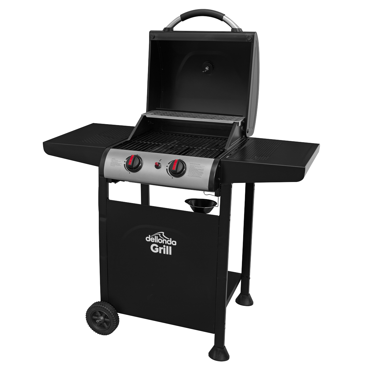 Dellonda 2 Burner Gas BBQ Grill, Piezo Ignition & Thermometer, Black (DG13)