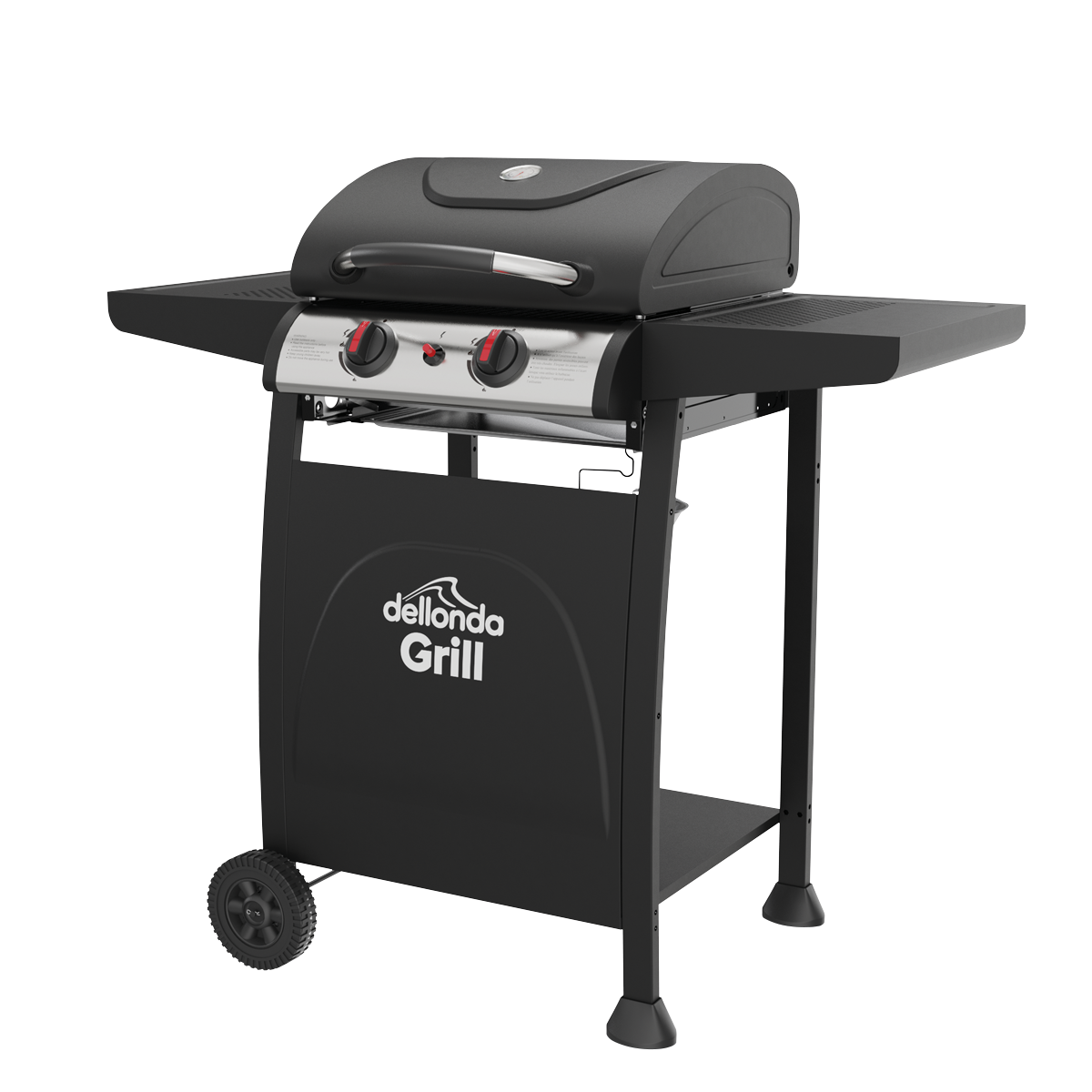 Dellonda 2 Burner Gas BBQ Grill, Piezo Ignition & Thermometer, Black (DG13)