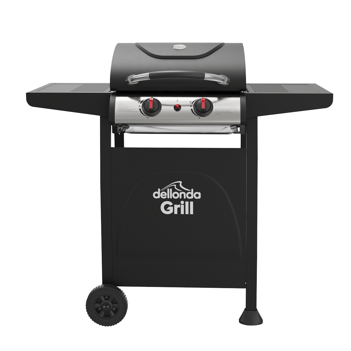 Dellonda 2 Burner Gas BBQ Grill, Piezo Ignition & Thermometer, Black (DG13)