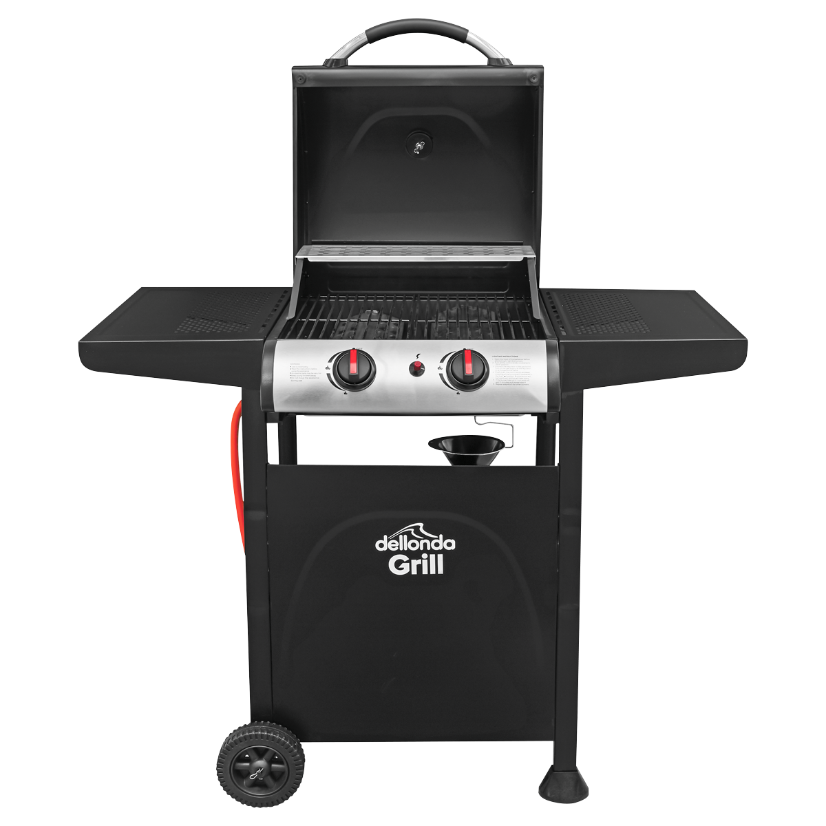 Dellonda 2 Burner Gas BBQ Grill, Piezo Ignition & Thermometer, Black (DG13)