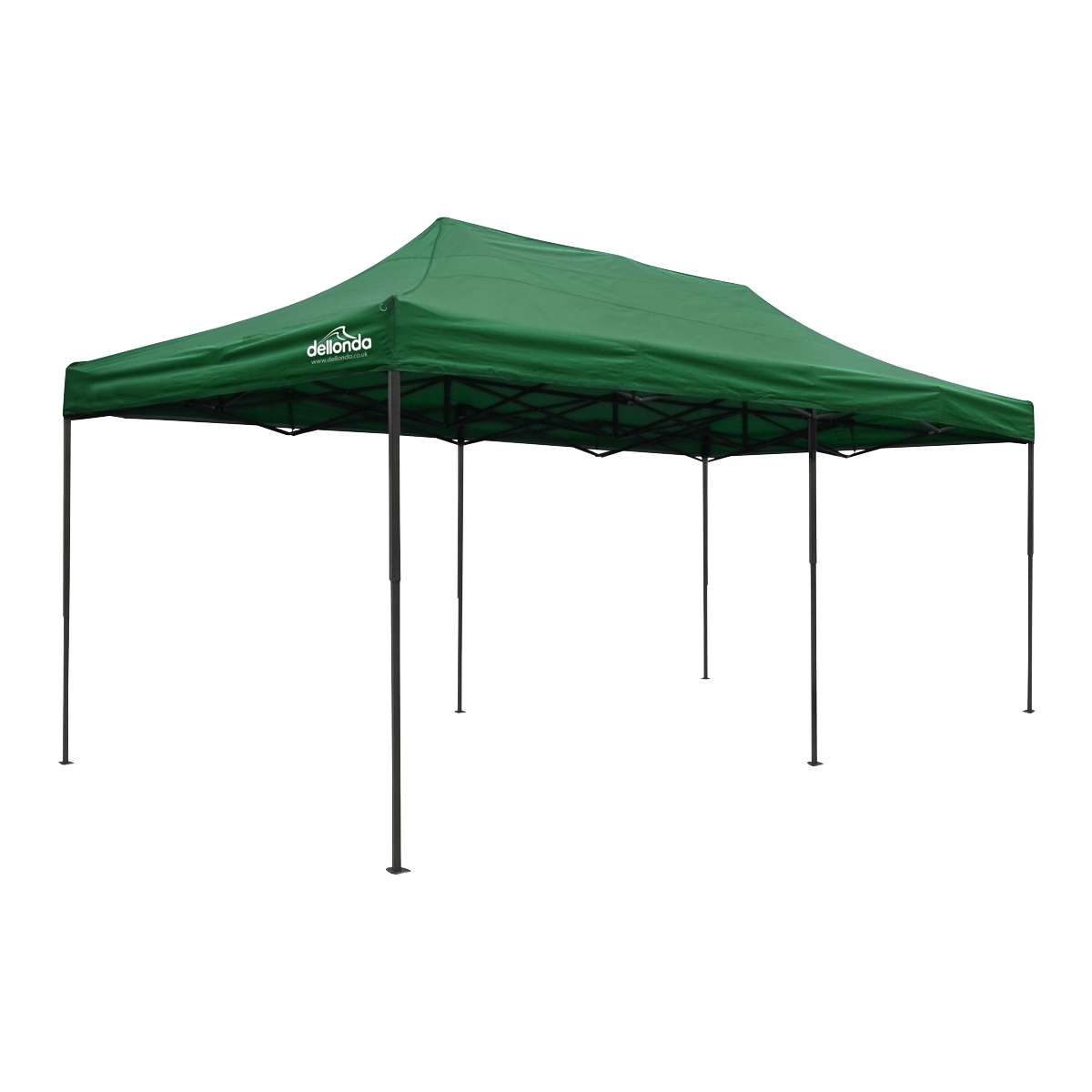 Dellonda Premium 3x6m Pop-Up Gazebo, Heavy Duty, PVC Coated, Water-Resistant Fabric, Supplied with Carry Bag, Rope, Stakes & Weight Bags - Dark Green Canopy