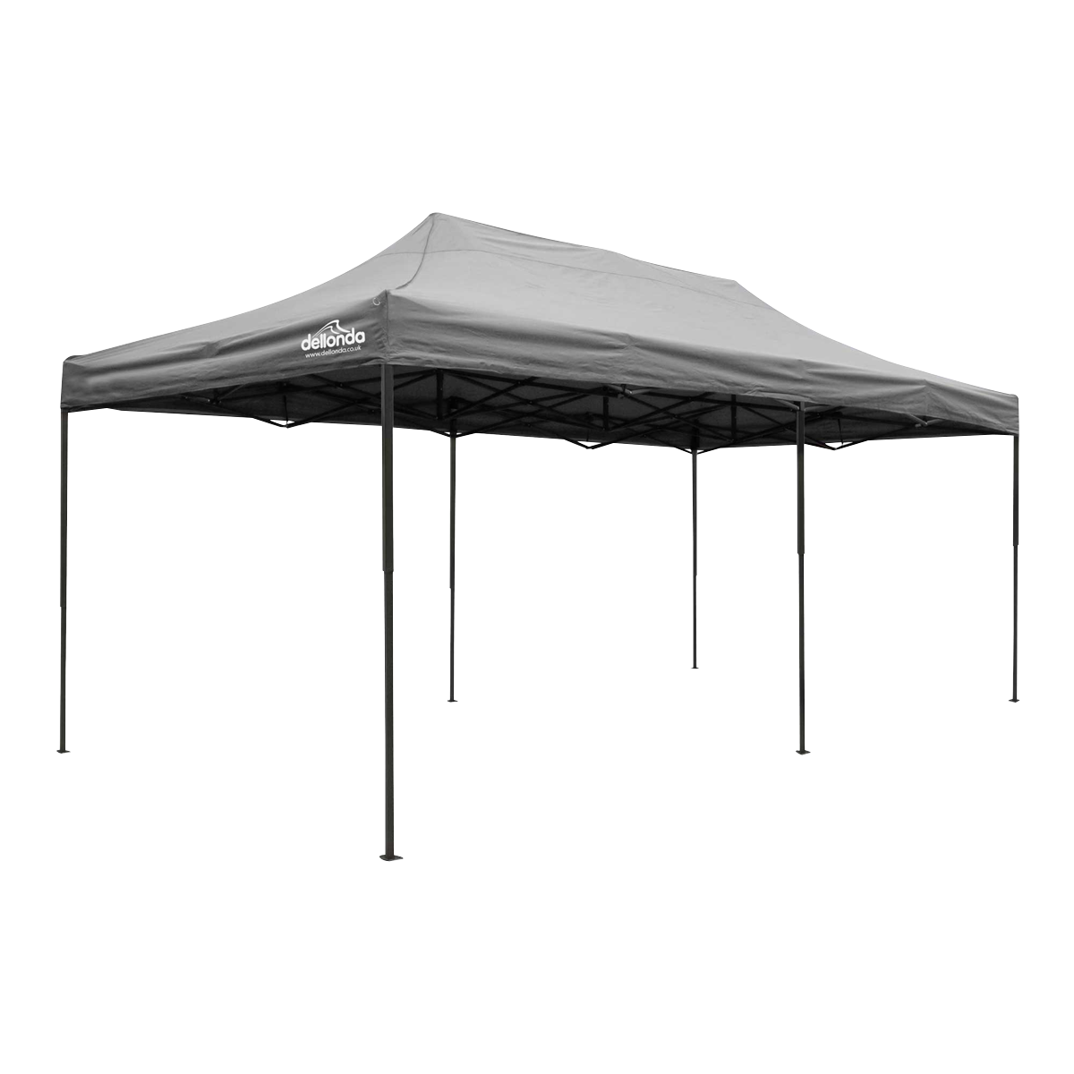 Dellonda Premium 3x6m Pop-Up Gazebo, Heavy Duty, PVC Coated, Water-Resistant Fabric, Supplied with Carry Bag, Rope, Stakes & Weight Bags - Grey Canopy