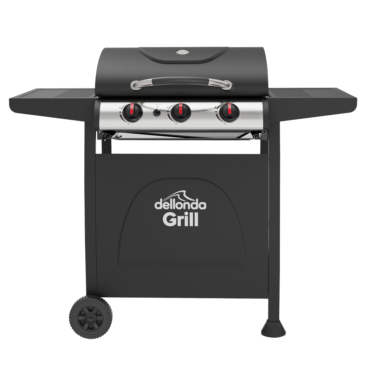 Dellonda 3 Burner Gas BBQ Grill, Ignition & Thermometer, Black (DG14) (Factory Refurbished A)