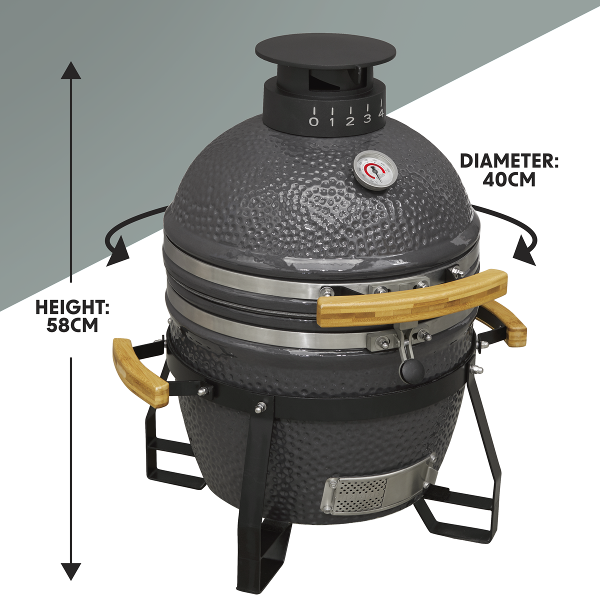 Dellonda Deluxe 16"(40cm) Ceramic Kamado Style BBQ
