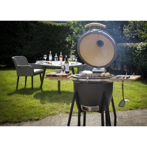 Dellonda Deluxe 22"(56cm) Ceramic Kamado Style BBQ with Wheeled Stand