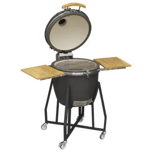 Dellonda Deluxe 22"(56cm) Ceramic Kamado Style BBQ with Wheeled Stand