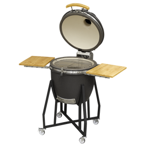 Dellonda Deluxe 22"(56cm) Ceramic Kamado Style BBQ with Wheeled Stand