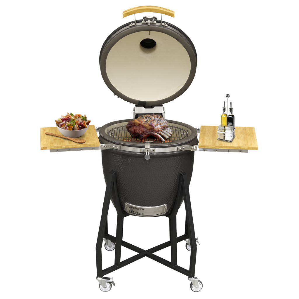 Dellonda Deluxe 22"(56cm) Ceramic Kamado Style BBQ with Wheeled Stand