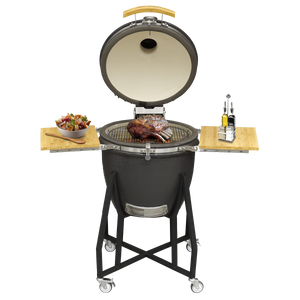 Dellonda Deluxe 22"(56cm) Ceramic Kamado Style BBQ with Wheeled Stand