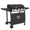 Dellonda 4 Burner Gas BBQ Grill, Piezo Ignition & Thermometer, Black (DG15) (Factory Refurbished A)