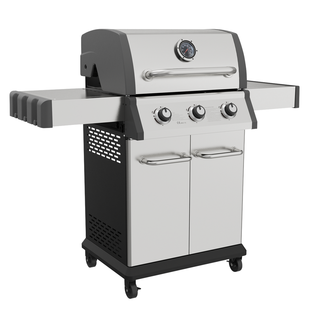 Dellonda DG16 3 Burner Deluxe Gas BBQ Grill with Piezo Ignition & Thermometer, Stainless Steel