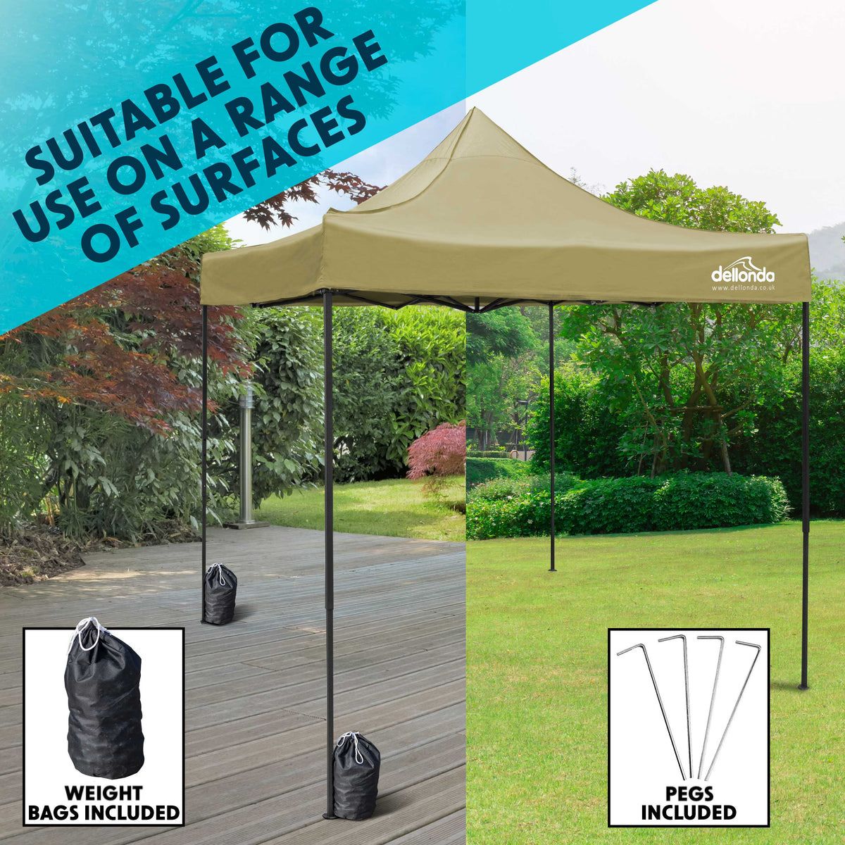Dellonda Premium Pop-Up Gazebo & Side Walls, Water Resistant, 3x6m, Beige (DG172)