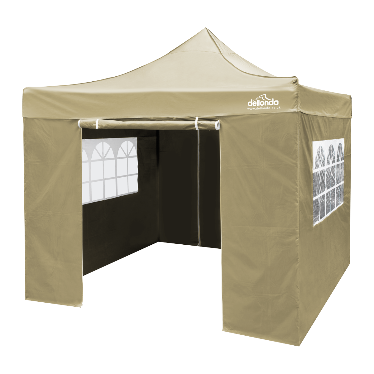 Dellonda Premium Pop-Up Gazebo & Side Walls, Water Resistant, 2x2m, Beige (DG160)