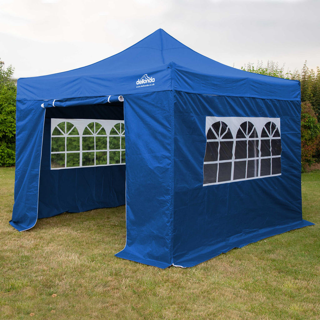 Dellonda Premium Pop-Up Gazebo & Side Walls, Water Resistant, 2x2m, Blue (DG161)