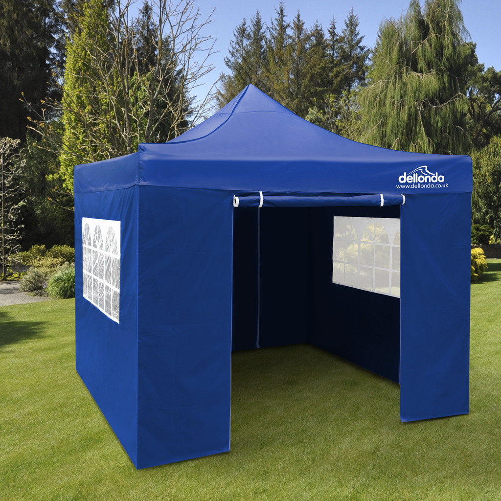 Dellonda Premium Pop-Up Gazebo & Side Walls, Water Resistant, 2x2m, Blue (DG161)