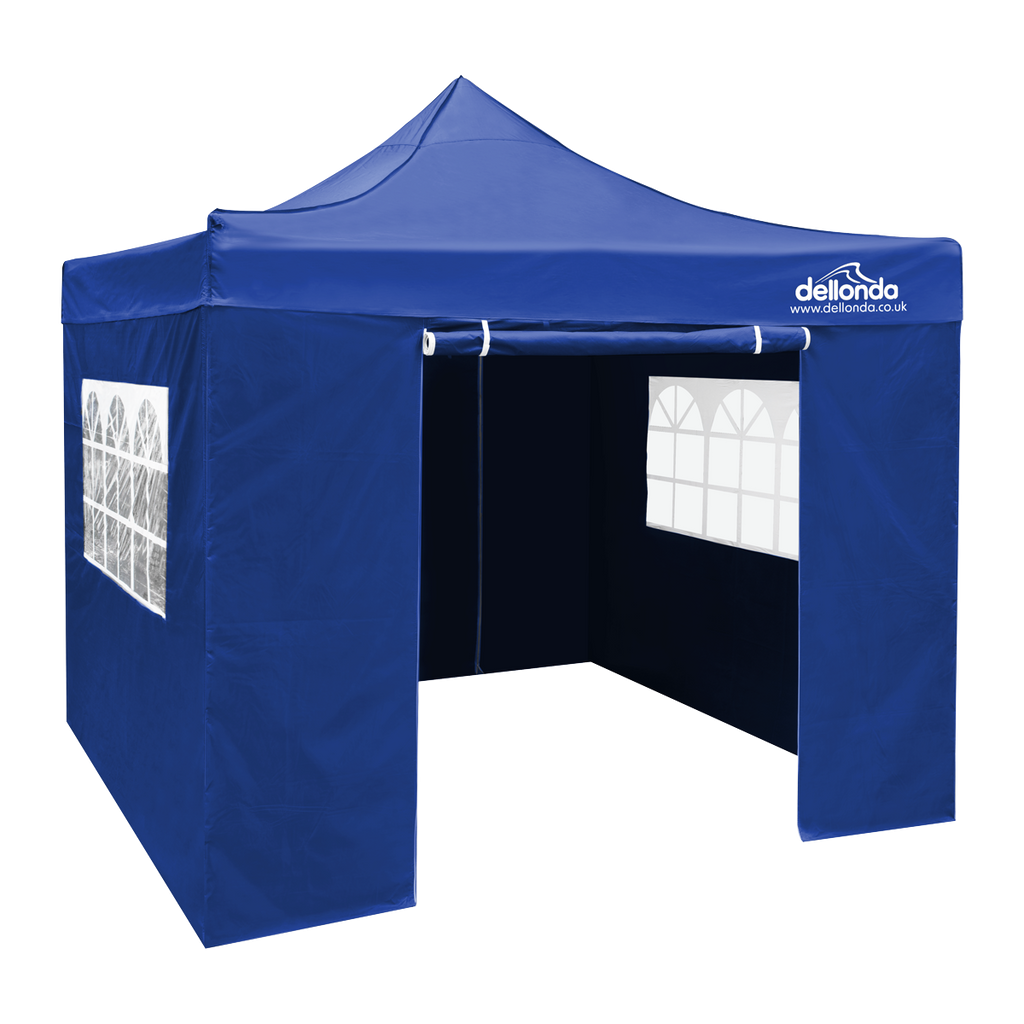 Dellonda Premium Pop-Up Gazebo & Side Walls, Water Resistant, 2x2m, Blue (DG161)