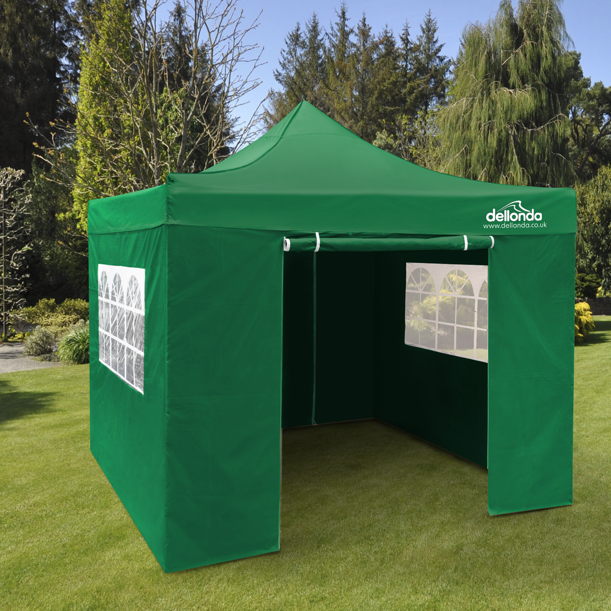 Dellonda Premium Pop-Up Gazebo & Side Walls, Water Resistant, 2x2m, Green (DG162)